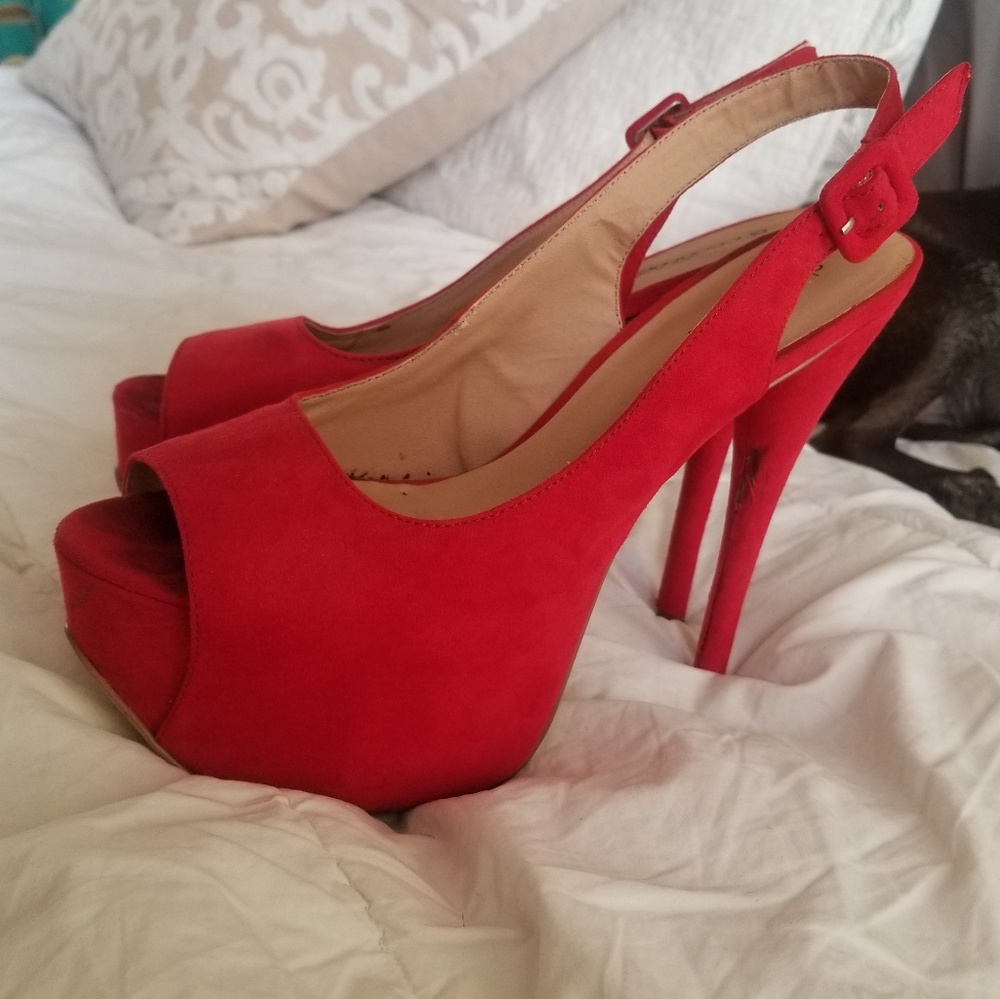 Chunky Suede Platform Heels